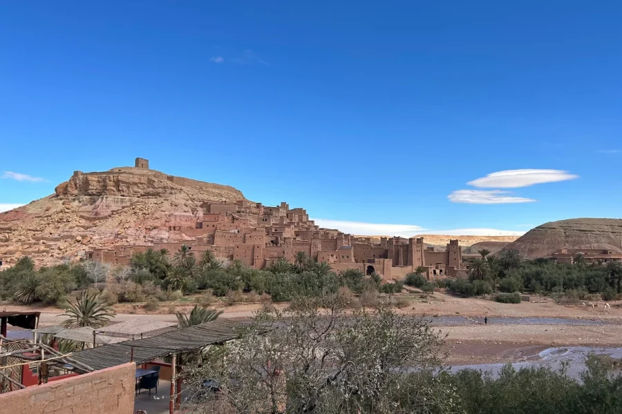 Panorama of the UNESCO-listed Ait Ben Haddou ksar on the shared 3-day tour to Fes